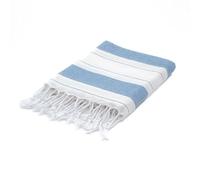 BERCA HOME Ephesus Turkish Beach Towel - Lightweight, Quick Dry, Sand Free - 100% Cotton Peshtemal Hammam & Bath Towel - 90x190 cm - Soft & Compact for Spa, Travel, Gym, Yoga, Camp, Picnic (Blue)