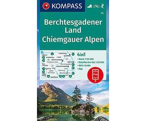 Berchtesgadener Land / Chiemgauer Alpen + Aktiv Guide (14): 4in1 Wanderkarte mit Aktiv Guide und 1:25000 Karten, inklusive Kartenbereich zur offline ... in der KOMPASS-App. Fahrradfahren. Skitouren.
