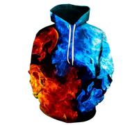BERCIELY Hooded Pullover 3D Digital Printing Fashion Sweatshirts Retro Hip Hop Personality Trend Men'S Long-Sleeve Sweatshirt LL-03 XXL