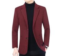 BERCIELY Men Jacket Gentleman All-Match Classic Suitjacket Temperament Casual Business Westernjacket Mode Slim Fit All-Match Longsleeve Suit D-Wine Red L