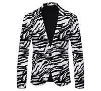 BERCIELY Men Long-Sleeve Suit Business Banquet Retro Trend Blazer Regular Fit Digital Printing Fashion Casual Transitional Jacket AA-08 M