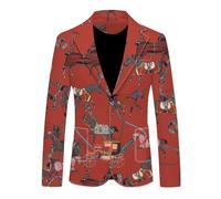 BERCIELY Men Long-Sleeve Suit Business Banquet Retro Trend Transitional Jacket Regular Fit Casual Fashion Digital Printing Blazer AA-02 S