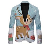 BERCIELY Men Long-Sleeve Suit Business Banquet Retro Trend Transitional Jacket Regular Fit Digital Printing Fashion Casual Blazer AA-03 XL