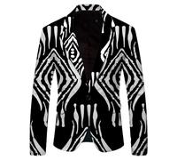 BERCIELY Men Long-Sleeve Suit Regular Fit Digital Printing Casual Transitional Jacket Business Banquet Retro Trend Blazer AA-10 3XL