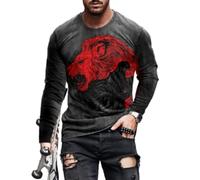 BERCIELY Men Long-Sleeved T-Shirt Youth Classic Personality Trend Casual Shirt 3D Digital Printing Fashion Streetwear AA-06 S