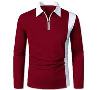 BERCIELY Men Longsleeve Shirt Workout Elasticity Comfortable Men Casual T-Shirt Classic All-Match Trend Men Polo Shirt Loose Single-Coloured Lapel Men Basic Shirt L-Wine Red 4XL