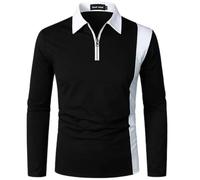 BERCIELY Men Longsleeve Shirt Workout Elasticity Comfortable Men Casual T-Shirt Classic All-Match Trend Men Polo Shirt Loose Single-Coloured Lapel Men Basic Shirt J-Black 3XL