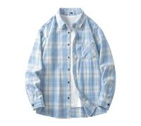 BERCIELY Men Shirt Digital Printing All-Match Men Longsleeve Shirtmen Casual Shirt Loose Fashion Comfortable Men Shirt D-Light Blue XL