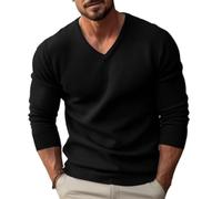 BERCIELY Men Sweater Classic Temperament Trend Men's Knitwear Breathable Soft Comfortable Long-Sleevedsweater Casual Fashion Warm Knittedsweater A-Black XXL