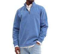 BERCIELY Men Sweatshirt Classic Fashion Casual Long-Sleeve Sweatshirts Half Zipper Stand-Up Collar Solid Color Pullover I-Sky Blue M