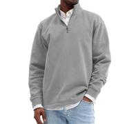 BERCIELY Men Sweatshirt Classic Fashion Casual Long-Sleeve Sweatshirts Half Zipper Stand-Up Collar Solid Color Pullover A-Light Grey L