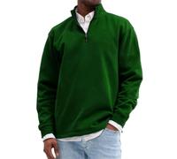 BERCIELY Men Sweatshirt Classic Fashion Casual Long-Sleeve Sweatshirts Half Zipper Stand-Up Collar Solid Color Pullover G-Dark Green XL
