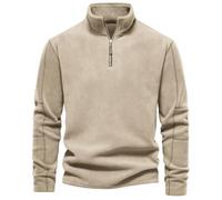 BERCIELY Men Sweatshirt Classic Fashion Casual Long-Sleeve Sweatshirts Regular Fit Half Zipper Solid Color Pullover M-Khaki S