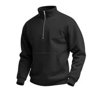 BERCIELY Men Sweatshirt Kangaroo Pocket Sport Fashion Casual Pullover Classic All-Match Solid Color Long-Sleeve Sweatshirts B-Black XXL