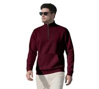BERCIELY Men Sweatshirt Regular Fit Color Matching Pullover Classic Fashion Casual Long-Sleeve Sweatshirts I-Wine Red XL