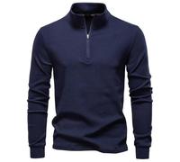 BERCIELY Men Sweatshirt Regular Fit Half Zipper Pullover Classic Fashion Casual Long-Sleeve Sweatshirts E-Navy M