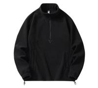 BERCIELY Men Sweatshirt Regular Fit Half Zipper Solid Color Pullover Classic Fashion Casual Long-Sleeve Sweatshirts B-Black XL