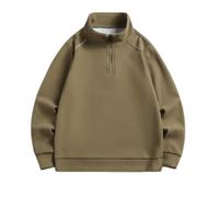 BERCIELY Men Sweatshirt Regular Fit Half Zipper Solid Color Pullover Classic Fashion Casual Long-Sleeve Sweatshirts K-Khaki 5XL
