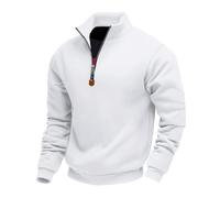 BERCIELY Men Sweatshirt Sport Casual Solid Color Pullover Classic Fashion All-Match Long-Sleeve Sweatshirts A-White S