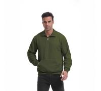 BERCIELY Men Sweatshirt Sport Casual Solid Color Pullover Kangaroo Pocket Classic Fashion Long-Sleeve Sweatshirts C-Army Green L