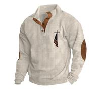 BERCIELY Men Sweatshirt Sport Casual Stand-Up Collar Pullover Classic Fashion Retro Long-Sleeve Sweatshirts I-Apricot XXL