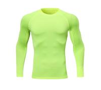 BERCIELY Men's Compression Shirt Gym Jogging Fitness Sport Training T-Shirt Absorbent Breathable Elastic Quick-Drying Functional Shirts F-Bright Green 3XL