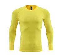 BERCIELY Men's Compression Shirt Gym Jogging Fitness Sport Training T-Shirt Absorbent Breathable Elastic Quick-Drying Functional Shirts A-Yellow L
