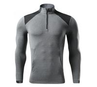 BERCIELY Men's Compression Shirt Jogging Fitness Sport Training T-Shirt Absorbent Breathable Quick-Drying Functional Shirts E-Light Grey 3XL