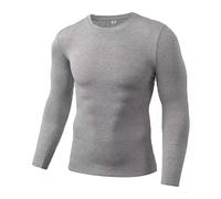 BERCIELY Men's Compression Shirt Jogging Sport Fitness Gym Training T-Shirt Absorbent Breathable Quick-Drying Functional Shirts H-Light Grey S