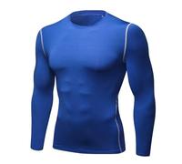 BERCIELY Men's Compression Shirt Jogging Sport Fitness Gym Training T-Shirt Absorbent Breathable Quick-Drying Functional Shirts N-Blue S