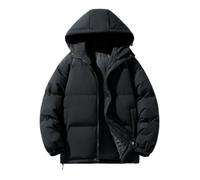 BERCIELY Men'S Cotton Jacket Lightweight Comfortable Warm Cold Jackets Classic Solid Color Casual Outdoorjacket M-Black 3XL