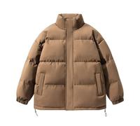 BERCIELY Men'S Cotton Jacket Lightweight Comfortable Warm Cold Jackets Classic Solid Color Casual Outdoorjacket G-Coffee 3XL