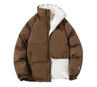 BERCIELY Men'S Cotton Jacket Lightweight Plus Velvet Thickening Warm Cold Jackets Classic Comfortable Casual Outdoorjacket I-Coffee L