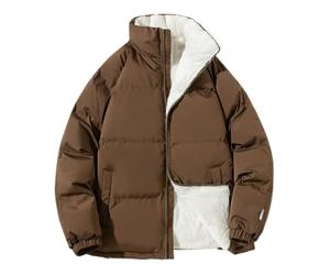 BERCIELY Men'S Cotton Jacket Lightweight Plus Velvet Thickening Warm Cold Jackets Classic Comfortable Casual Outdoorjacket I-Coffee L
