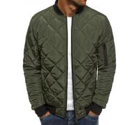 BERCIELY Men'S Cotton Jacket Lightweight Solid Color Stand-Up Collar Cold Jackets Classic Casual Warm Outdoorjacket E-Army Green 3XL
