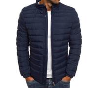 BERCIELY Men'S Cotton Jacket Lightweight Solid Color Stand-Up Collar Cold Jackets Classic Comfortable Casual Warm Outdoorjacket C-Navy 3XL