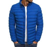 BERCIELY Men'S Cotton Jacket Lightweight Solid Color Stand-Up Collar Cold Jackets Classic Comfortable Casual Warm Outdoorjacket D-Royal Blue XL