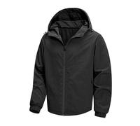 BERCIELY Men'S Hooded Jacket Lightweight Fashion Breathable Transitional Jackets Running Sport Casual Solid Color Outdoorjacket C-Black 5XL