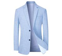 BERCIELY Mens Jacket Lapel Casual Mens Jacket Big Classic Business Pocket Decoration Mens Suit Solid Colour Suit Mens Jacket A-Light Blue XXL
