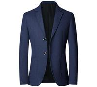 BERCIELY Mens Jacket Lapel Casual Mens Jacket Big Classic Business Pocket Decoration Mens Suit Solid Colour Suit Mens Jacket F-Navy XXL