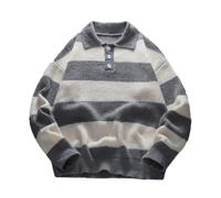 BERCIELY Men's Knit Sweater Classic Breathable Comfortable Warm Knitwear Casual Fashion Solid Color Long Sleeves Pullover O-Grey XL
