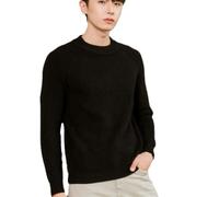 BERCIELY Men's Knit Sweater Classic Breathable Warm Cardigan Casual Fashion Solid Color Long Sleeves Pullover C-Black XL