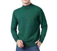 BERCIELY Men's Knit Sweater Classic Comfortable Warm Long Sleeves Pullover Casual Fashion Solid Color Knitwear U-Dark Green XXL