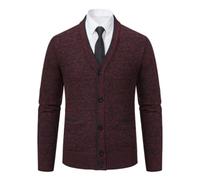BERCIELY Men's Knitted Jacket Breathable Soft Comfortable Cardigan Classic Business Fashion Casual Knit Sweater F-Wine Red XL