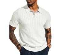 BERCIELY Men's Knitwear Regular Fit Casual Knitted Tops Thin Soft Breathable Short Sleeves Youth Classic Retro Fashion T-Shirt G-White L