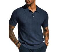 BERCIELY Men's Knitwear Regular Fit Casual Knitted Tops Thin Soft Breathable Short Sleeves Youth Classic Retro Fashion T-Shirt J-Dark Blue L