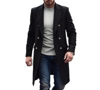 BERCIELY Men'S Long-Sleeve Jacket Medium Length Solid Color Multi-Pocket Coat Temperament Fashion Casual Outdoor Jackets A-Black XXL