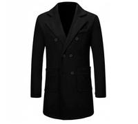 BERCIELY Men'S Long-Sleeve Jacket Medium Length Solid Color Multi-Pocket Coat Temperament Fashion Casual Outdoor Jackets H-Black S