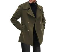 BERCIELY Men'S Long-Sleeve Jacket Regular Fit Lapels Solid Color Coat Temperament Casual Medium Length Outdoor Jackets D-Army Green M