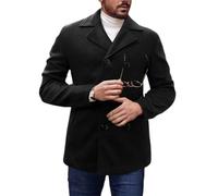 BERCIELY Men'S Long-Sleeve Jacket Regular Fit Solid Color Lapels Coat Temperament Fashion Casual Outdoor Jackets D-Black M